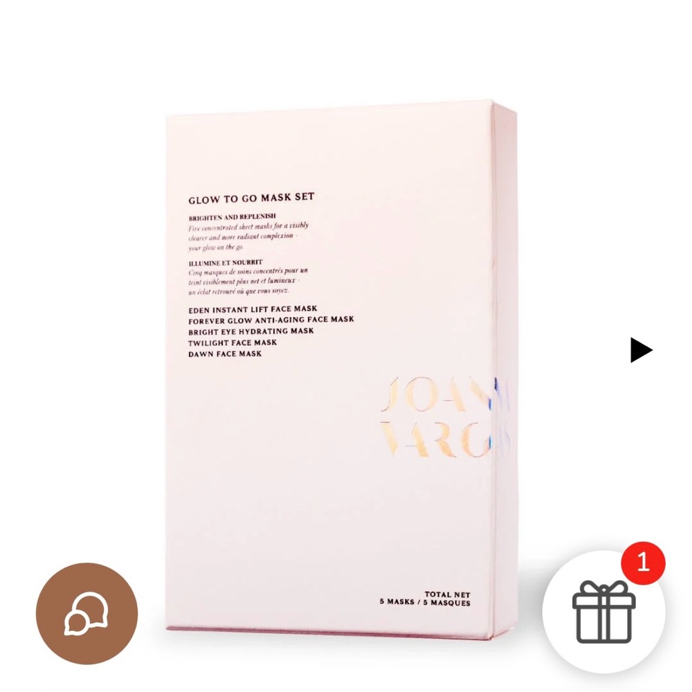 Joanna Vargas GLOW TO GO FACE MASK SET (5 Masks) NIB